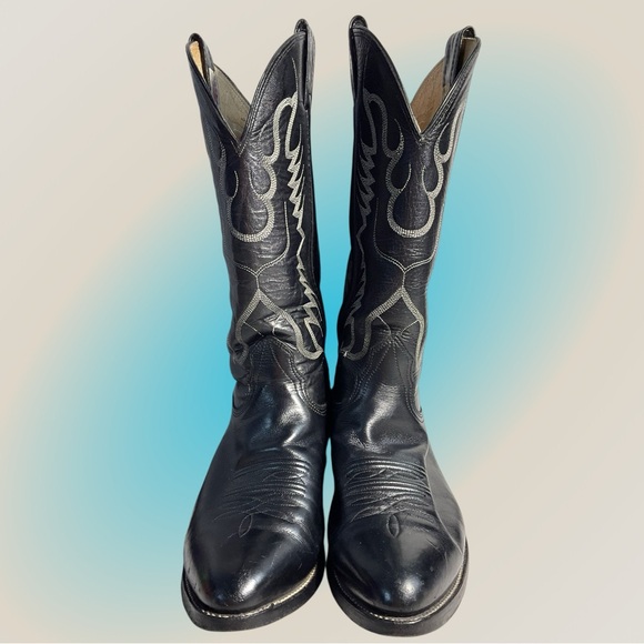 Nocona Vintage 8001 Black Cowhide Cowboy Boot Men's Size 9E - Picture 1 of 11